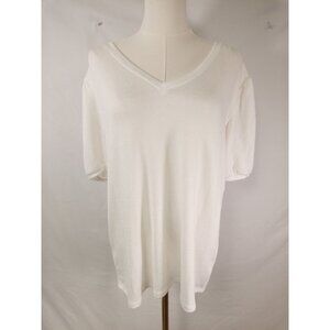 NWT Mod Ref White Knit V-Neck Blouse Size XL